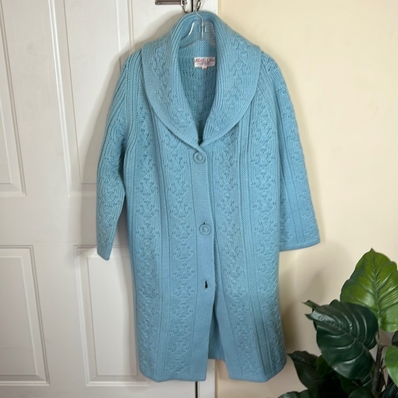 Vintage Charles & Co Wool Chunky sweater cardigan cable knit jacket Sweater Sz M - Picture 2 of 15
